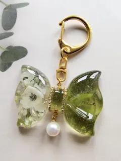 ♡ぷっくりリボン♡レジンキーホルダー　color　うぐいす