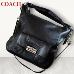 y2k COACH コーチ 2way チェーン ショルダーバッグ レザー 黒