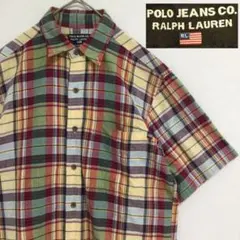 ポロジーンズ　ラルフローレン　半袖シャツ　マドラスチェック　160㎝　日本製