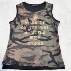 【美品】迷彩柄 メッシュ レイヤード タンクトップ カモフラ柄 カーキ系