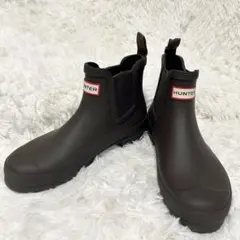 新品級✨HUNTER オリジナル チェルシーブーツ 25 防水 サイドゴア 濃茶