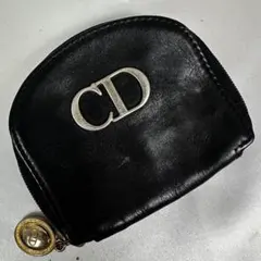 美品 クリスチャンディオール レザー コインケース CD金具 ファスナー 黒