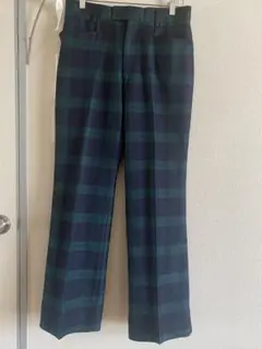 REXTAR ネイビー グリーン チェック フレアパンツ