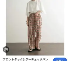 KBF チェック柄 カジュアルパンツ ワイドパンツのサムネイル