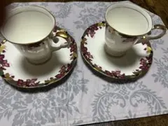 嵯峨野 金彩 花柄カップ ソーサー 2個セット