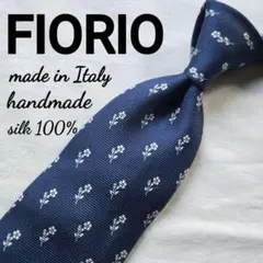美品　fiorio ブルー　花柄　ネクタイ ネイビー シルク ハンドメイドのサムネイル