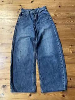 ユニクロ　バギーカーブジーンズ　 サイズ22 ブルー 股下66.5センチに補正