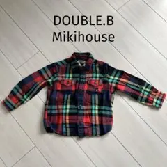 ミキハウス　ダブルビー　ネルシャツ　シャツ　長袖　チェック　100