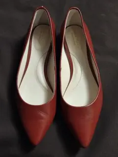 コールハーン 赤 レザー ポインテッドトゥパンプス