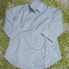 UNIQLO 美品 七分丈シャツ 白×黒ストライプ S