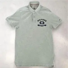 トミーフィルフィガー 刺繍ロゴポロシャツ グレー トリコ M 半袖