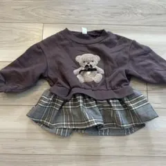 apres les cours クマ刺繍付きブラウントレーナー　80