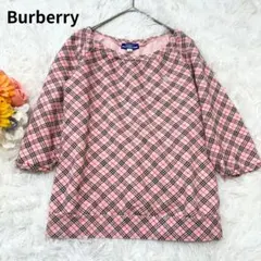 正規品　美品　バーバリーブルーレーベル　カットソー　ノバチェック　ピンク　ロゴ