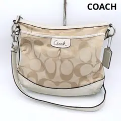 COACH シグネチャー柄 斜め掛けショルダーバッグ キャンバス レザー A4可のサムネイル