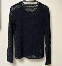 Ray BEAMS ストレッチレース クルーネック Tシャツ　ブラックのサムネイル