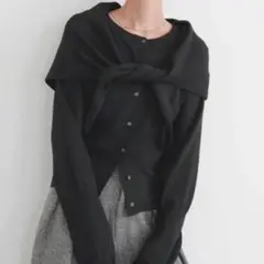 2点セット ニットカーディガン ストール/ブラック LIAN 同型 リアン