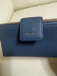 FOSSIL レザー 二つ折り財布 ブルーのサムネイル