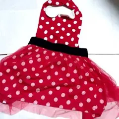 赤と白の水玉模様のキッズエプロン