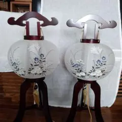 良品 盆提灯 岐阜みのじ 絹二重張 11号寺原ワイン 正絹 芙蓉 2個セット 