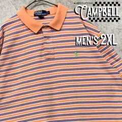 【レア2XL☆US輸入】ポロラルフローレン ボーダーポロシャツ オレンジ