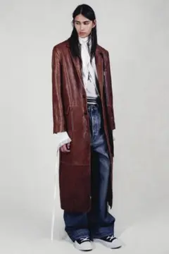 60s レザーロングコート ユーロビンテージ