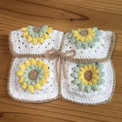 かぎ針編み　ぷっくりお花モチーフ　マルチケース　小物入れ　ブックカバー　編み物