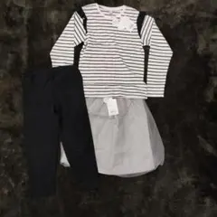 140cm 白黒ストライプ トップス スカート