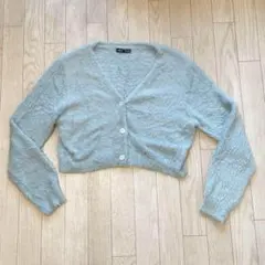 ファーリー ニット カーディガン 水色 ブルー サイズS SHEIN