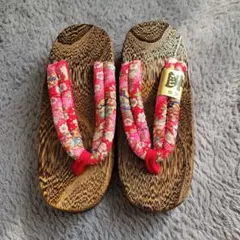 【新品未使用】高級花柄下駄 24cm　桐