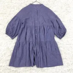 VINNO ティアードブラウス 刺繍デザイン M チュニック 体型カバー