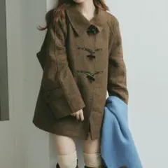 【kastane】ベスト付き/ダッフルフレアコート:ブラウン ダッフルコート