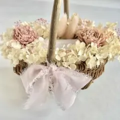 セール中）くすみピンク　バスケットリングピロー　プリザーブドフラワー