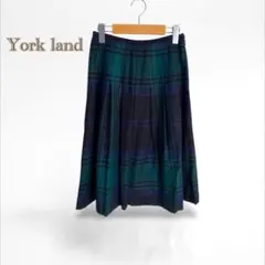 【York land/ヨークランド】タータンチェック　プリーツ　タック　スカート