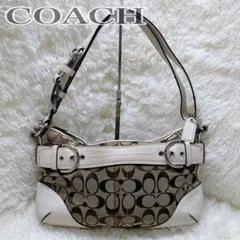 美品　COACH シグネチャー F07077 ショルダーバッグ 黒 レディース