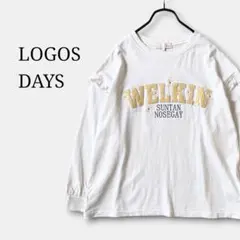 ロゴスデイズLOGOS DAYS(L)フリル付ロゴ花刺繍Tシャツ長袖　ロンT 春