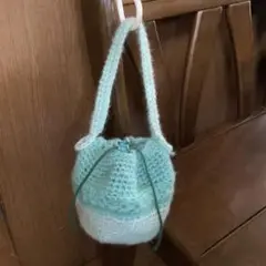 ニット巾着型バッグ　　ハンドメイド