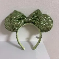 カチューシャ ミニー スパンコール グリーン　ディズニーランド　キラキラ