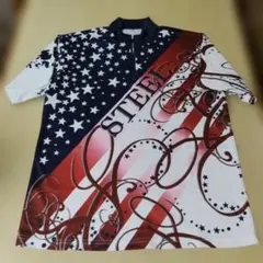 ☆ STEEL ボウリングシャツ ハーフジップ スター柄 Lサイズ ☆のサムネイル