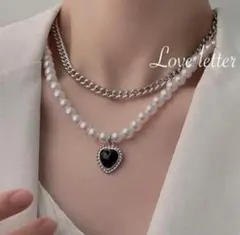 No.931 ブラックハートパールチョーカーネックレス 韓国 量産型 地雷