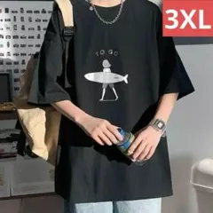 Tシャツ（3XLサイズ/ブラック）サーフィンメンズ半袖トップス春秋シンプル004