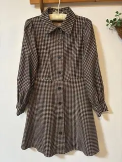 千鳥格子柄ミニワンピース