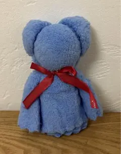 青色　クマ型タオルハンカチ