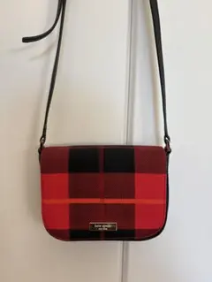 kate spade 赤黒チェック ショルダーバッグ