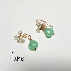 【14kgf】クリソプレーズとエチオピアオパールのピアスチャームセット