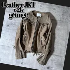 y2k suede leather jacket fringe 亜熱帯 短丈