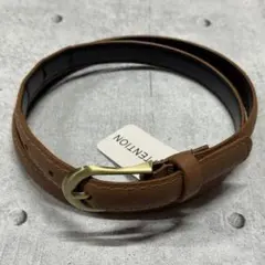 新品 馬蹄型バックルベルト フェイクレザー ゴールドバックルベルト ブラウン