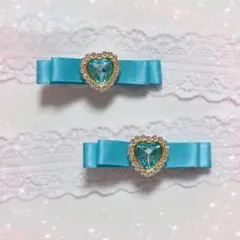 リボン♡ヘアクリップ♡量産型 推し色 ブルー系