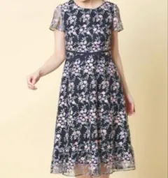 ローズティアラ】ギンガムチェック×立体フラワーレース ワンピース(42