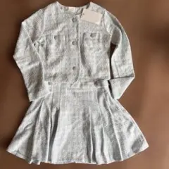 ZARA 水色 ツイード風 ジャケット スカート セット