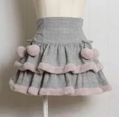 pium ピウム ファー付きティアードミニスカート
